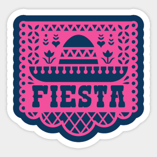 Fiesta Papel Picado Banner with Sombrero Sticker